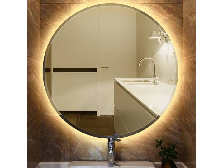 Miroir Salle Bain LED 24W rond 60cm - Anti-Buée - Éclairage Chaud Blanc - Design Contemporain