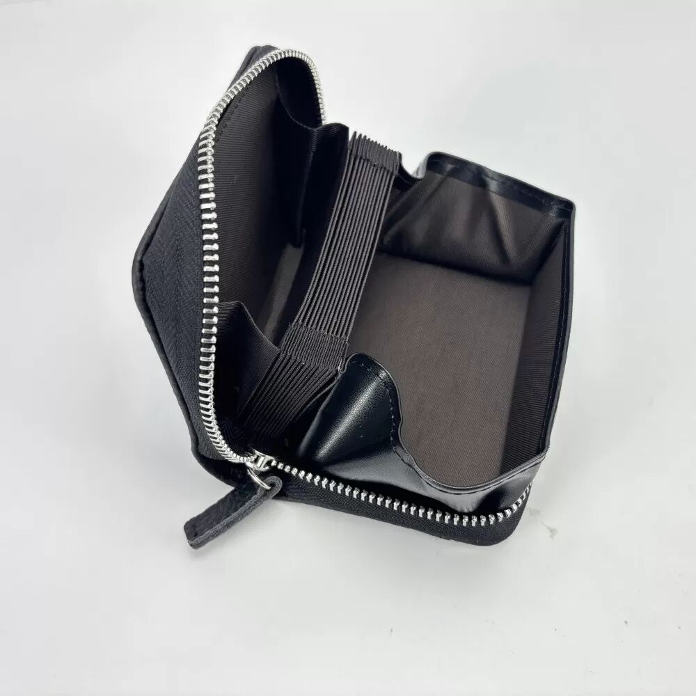 INF RFID-blockierende Ledergeldbörse für Damen, kleine, kompakte Brieftasche mit Reißverschlussfach Schwarz