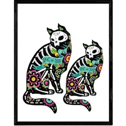 POSTER Katze Sugar Skull Aquarell A3 Rahmenlos