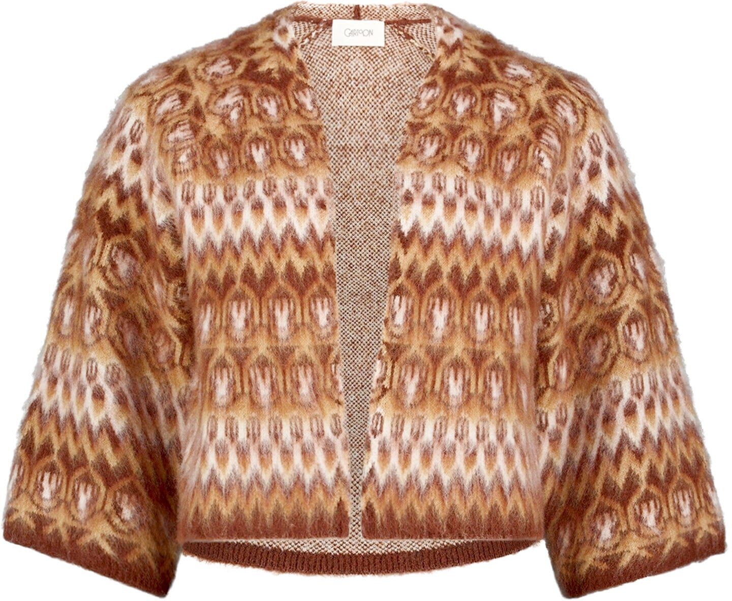 Cardigan CARTOON "Cardigan mit Jacquard", Damen, Gr. 46, beige, braun, Strickjacken Cardigan
