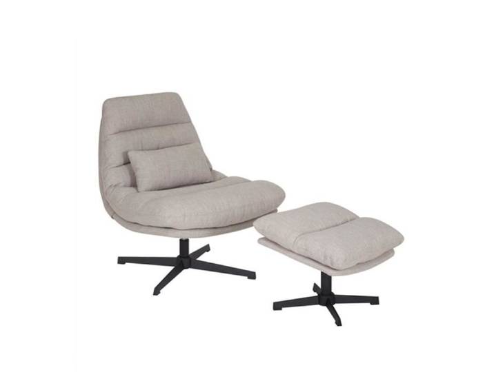 Fauteuil pivotant avec pouf Cristo tissu lin taupe - Livin24 - Relaxation - Scandinave - Moderne