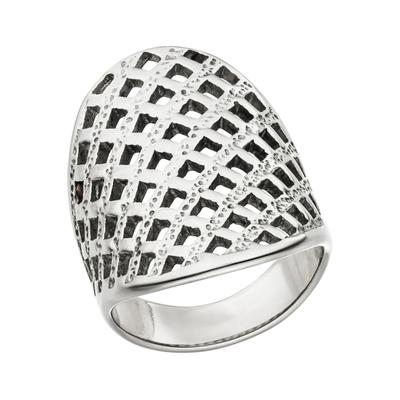 Fingerring JOBO "breit" Gr. 60, silber (edelstahlfarben), Fingerringe, Damen, 60, Edelstahl, Fingerring, Edelstahl mit Gitter-Struktur