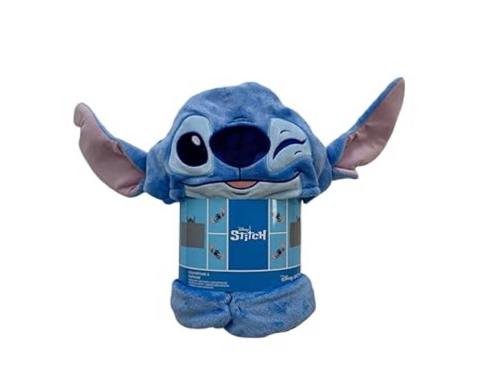 Disney Homadict – Plaid à Capuche Stitch- 120x150cm – Doux & Confortable Licence Officielle