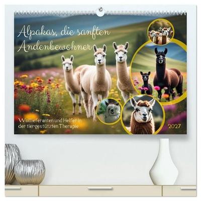 Alpakas, die sanften Andenbewohner (hochwertiger Premium Wandkalender 2027 DIN A2 quer), Kunstdruck in Hochglanz