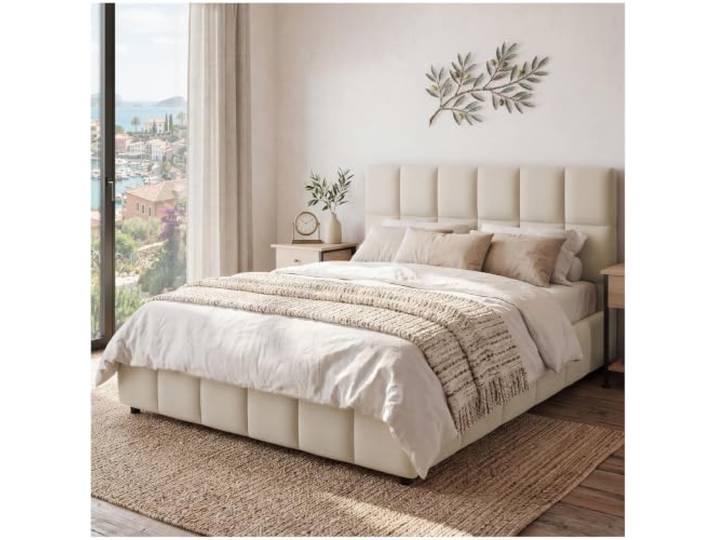 tectake® Polsterbett 120 x 200 cm, integrierter Lattenrost, 250 kg Belastbarkeit