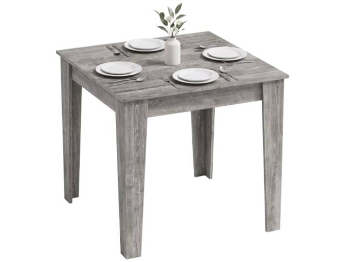 HOMCOM Esstisch für 4, modern, quadratisch, 80x80x75cm, grau Holzoptik Küchentisch, Holzoptik-Tischplatte, Esszimmer, Küche, Wohnzimmer