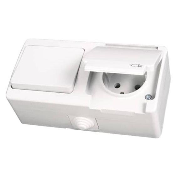 Gunsan IP54 Steckdose mit Schalter Feuchtraum Aufputz Weiss (31794136)