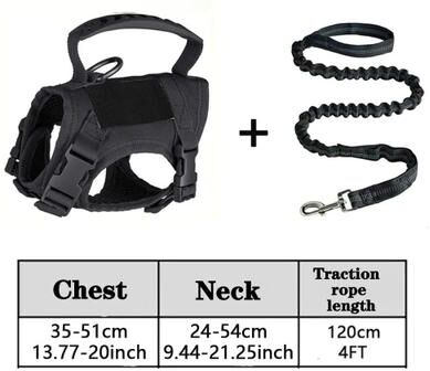 Uplift Picks Adjustable Tactical Pet Harness With Leash For Large Cats And Small Dogs black Set