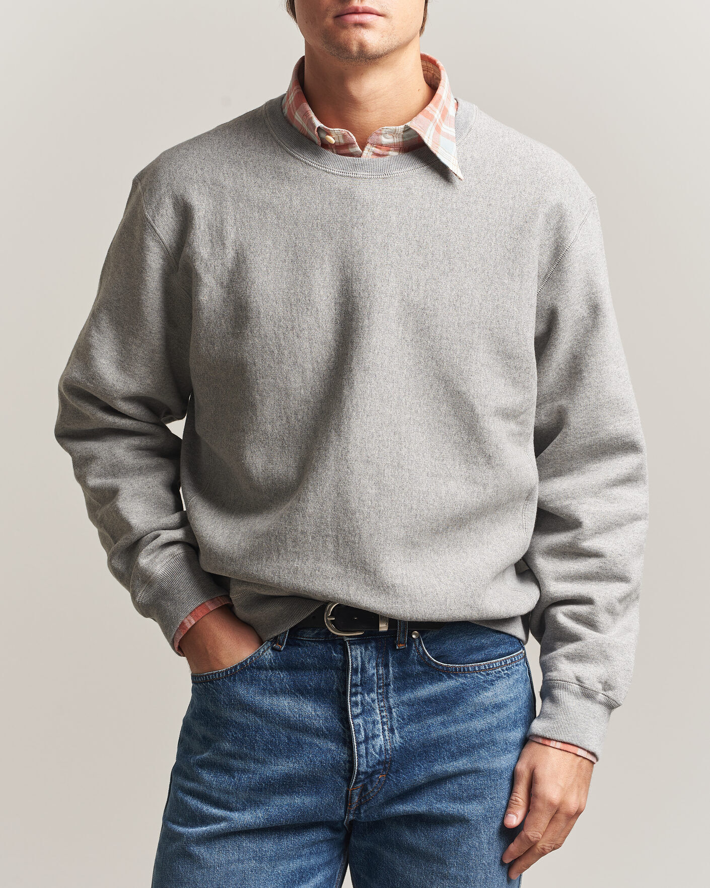 Drake's Reverse Weave Crewneck Sweatshirt Grey men XL Grå