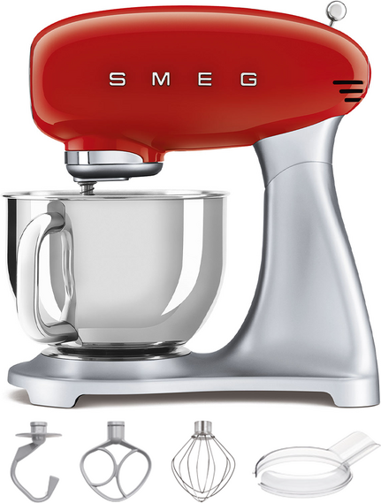 SMEG SMF02RDEU Rouge - Batteur Mélangeur Planétaire - Bol en Inox de 4,8 litres