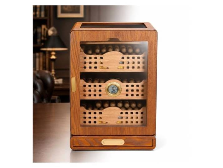 xueqiaolian1006 Vierschichtiger Humidor aus Zedernholz Die robuste Holzkonstruktion gewährleistet eine dauerhafte Leistung.(Mahogany grain color)