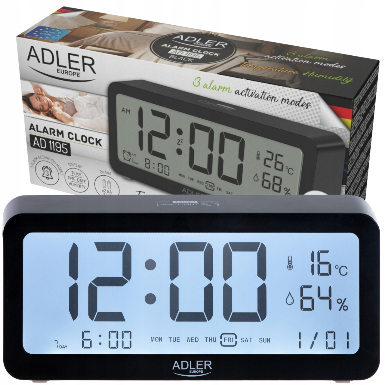 Adler Camry Wekker AD 1195b, zwart
