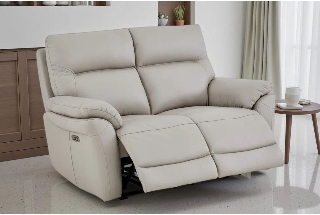 Mercer41 Huckins Electric Reclining Leather Match Sofa Grey 2