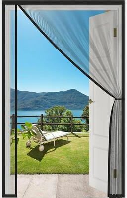 Uplift Picks Heavy Duty Magnetic Screen Door With Auto Closing Pet Friendly Mesh black w90cm X H180cm