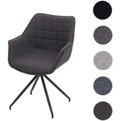 Einzelst�ck | Esszimmerstuhl HWC-H44, Küchenstuhl Stuhl, drehbar Auto-Position Metall ~ Stoff/Textil dunkelgrau, Fuß schwarz
