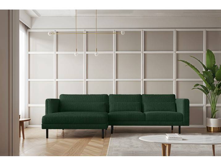 Kaiser Möbel Ecksofa L-form Dani modern und geräumig Stoff Poso Grün Links