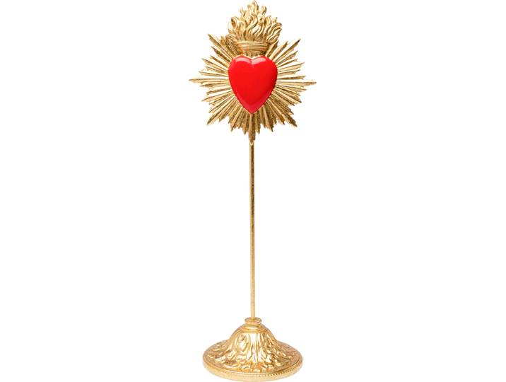 Dekoobjekt KARE DESIGN Flaming Heart 31cm , gold, B:10,8cm H:31,1cm T:9cm, Polyresin, Dekofiguren, Dekoobjekt