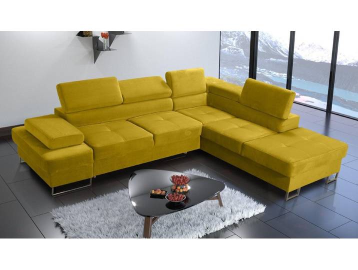 Xlmoebel Ecksofa Gelbes L-Form Sofa mit Textilpolsterung für modernes Wohnen, Ecksofa 1 Teile, Hergestellt in Europa