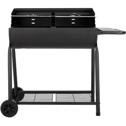 Livingandhome Holzkohlegrill Carbonstahl mit Rollen aus Kohlenstoffstahl in Schwarz langlebig & hitzebeständig pulverbeschichtet mobil