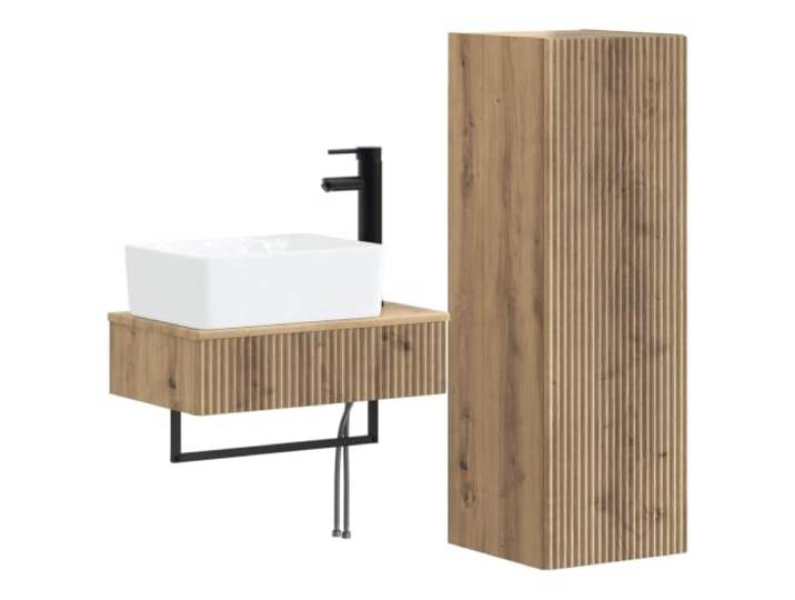 KTHLBRH Badezimmermöbel-Set 2-teilig Eiche Handwerk Holz Holztechnik, Wandmontage, reversible Türen, 2 Einlegeböden, Innengebrauch