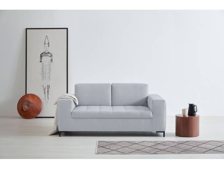 2-Sitzer GOODPRODUCT Grazzo , silber, B:172cm H:80cm T:90cm, 100% Polyester (recycelt), Sofas, 2-Sitzer, hochwertige Stoffe aus recyceltem Material, Steppung im Sitzbereich