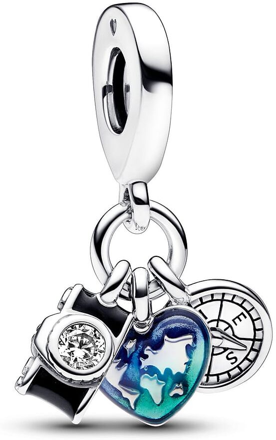 Charm Pandora Pendant Triple Appareil Photo, Cœur Et Boussole Femme
