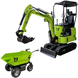 Zipper Diesel-Minibagger 7,0kW 8kN + Akku-Rad-Dumper 48V 500kg Last Combo-Set