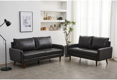 AMERROBIL Faux leather 2 Piece Loveseat and Sofa Living Room Set