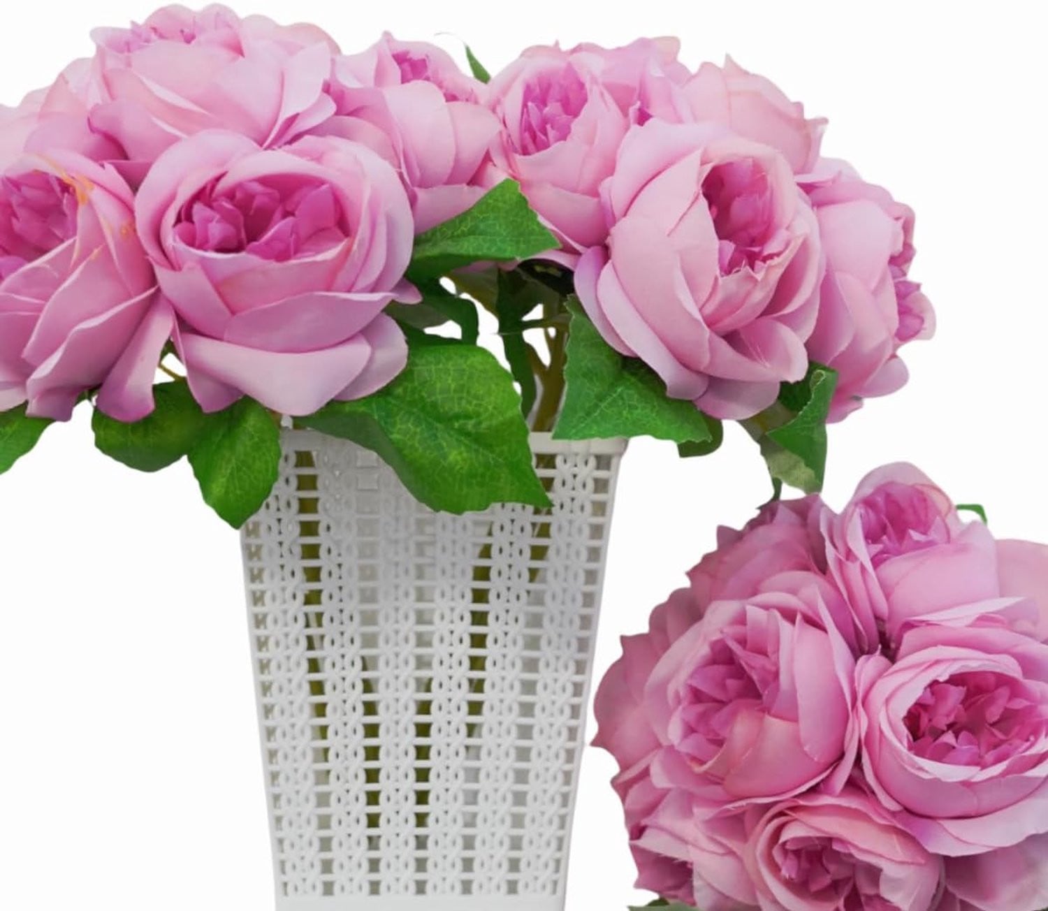 Paarse kunstbloemen met 21 zijden rozenkoppen voor decoratie