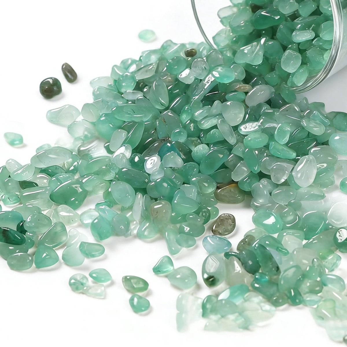 Kleine edelstenen voor decoratie en sieraden maken, kleurverloop groen, 400 g