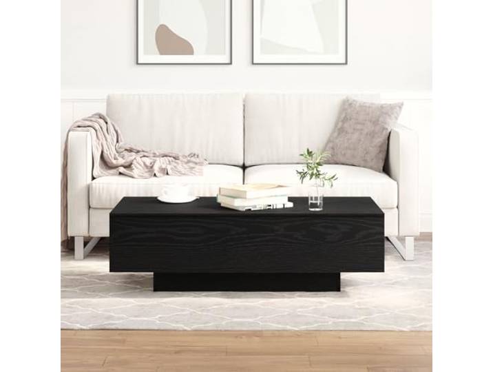 Couchtisch Schwarz Eiche Holzwerkstoff 100x30x36,5 cm mit großer Oberfläche und robuster Bauweise für Wohnzimmer und Lounge