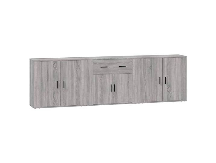 Kaorsrow 3er Set Sideboard Grau Sonoma 80x33x70 cm Holzwerkstoff Vielseitige Kommode für Wohnzimmer und Schlafzimmer mit viel Stauraum und stabiler Oberfläche im 3er Set.