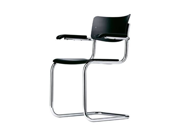 Thonet Armlehnstuhl S43F braun, Designer Mart Stam, 55x83x53 cm