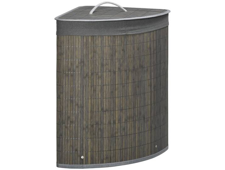 Homcom Wäschekorb mit Deckel 55L, Bambus, Grau, Naturmaterialien, 38x57x38 cm, Haushalt & Reinigung, Wäschepflege, Wäschekörbe & Tonnen