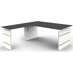 Kerkmann, Schreibtisch, Schreibtisch Form4 180 Wangen-Gestell 180x80x68-76cm / Anbau 100x60cm anthrazit