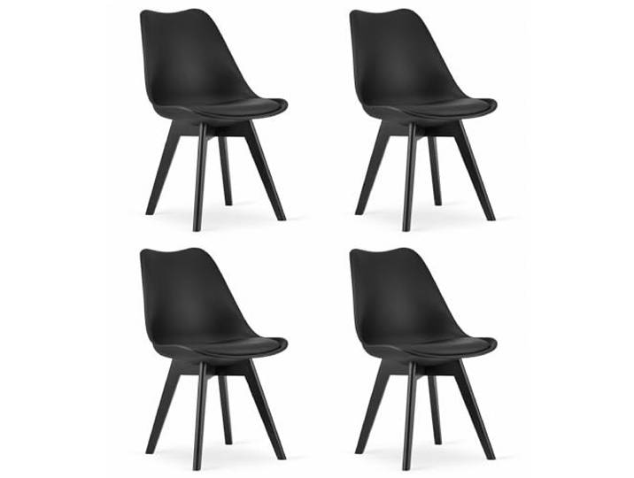 NMK HOME Esszimmerstühle 4er Set Schwarz Kunstleder Polypropylen ergonomisch, minimalistisches Design, pflegeleicht, stabil, Esszimmer, Homeoffice