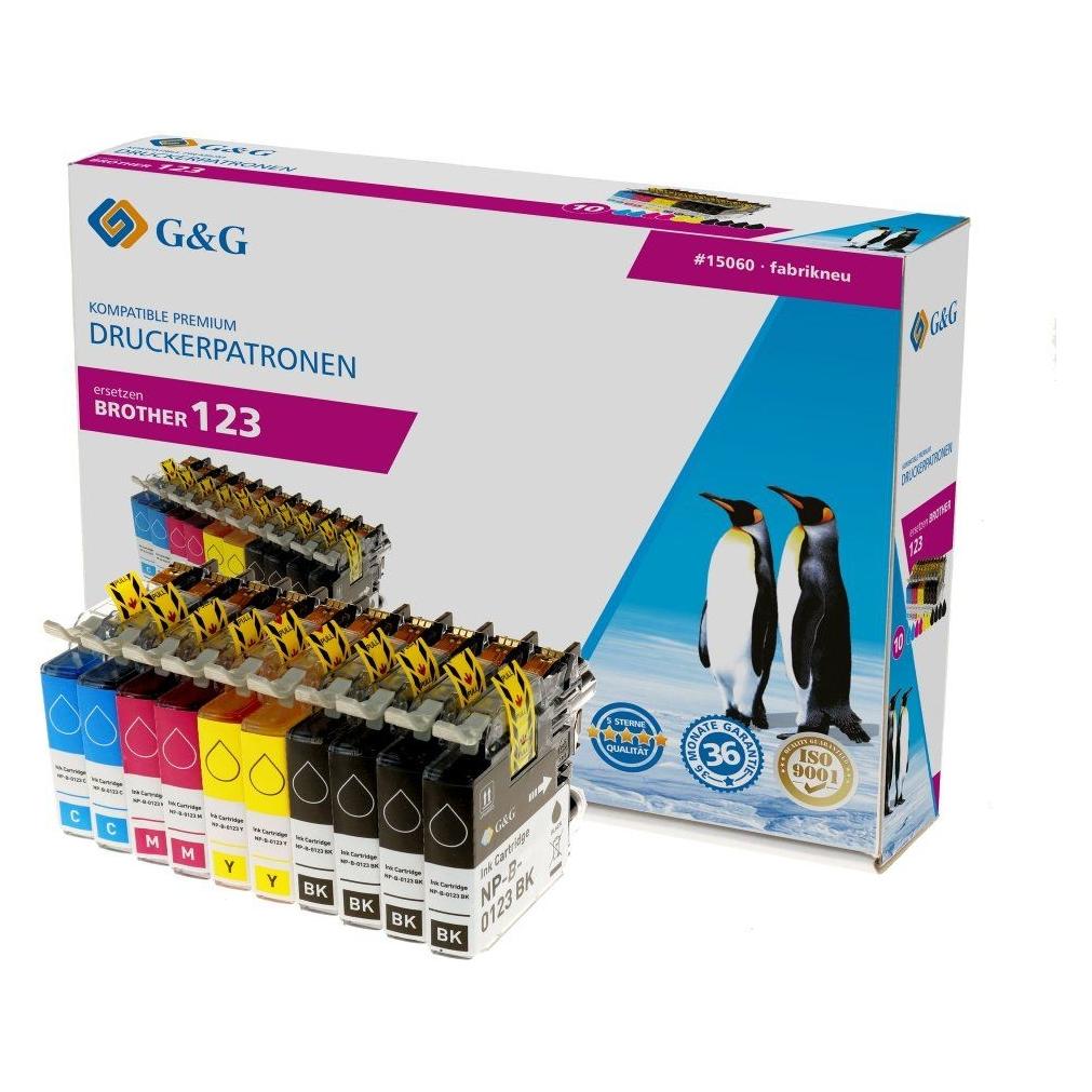 G&G Patrone Brother LC-123 XL- n 10er-Set 4x BK, 2x C,M,Y (BK, C, M, Y) (15060)