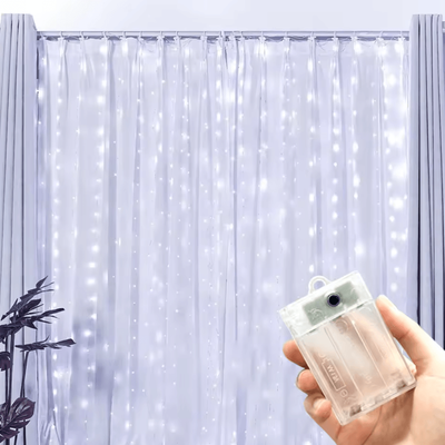 Inspire Curations Battery Powered Ramadan Curtain Lights white 3mx2m 200led
