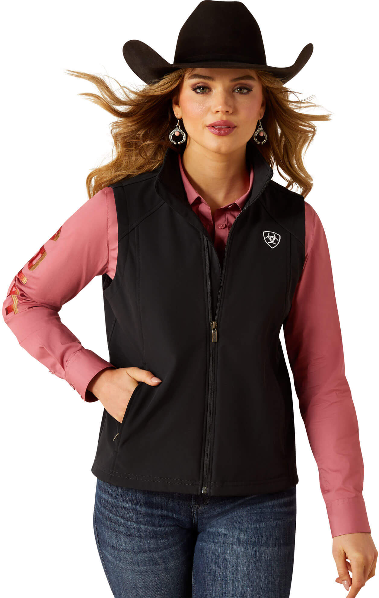 Women's Logo Softshell Vest in Black, Size: 2X by Ariat