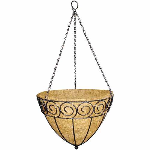 Siena Garden Cone Design J58089 Hängeampel Stahl, Kokos Schwarz, Natur