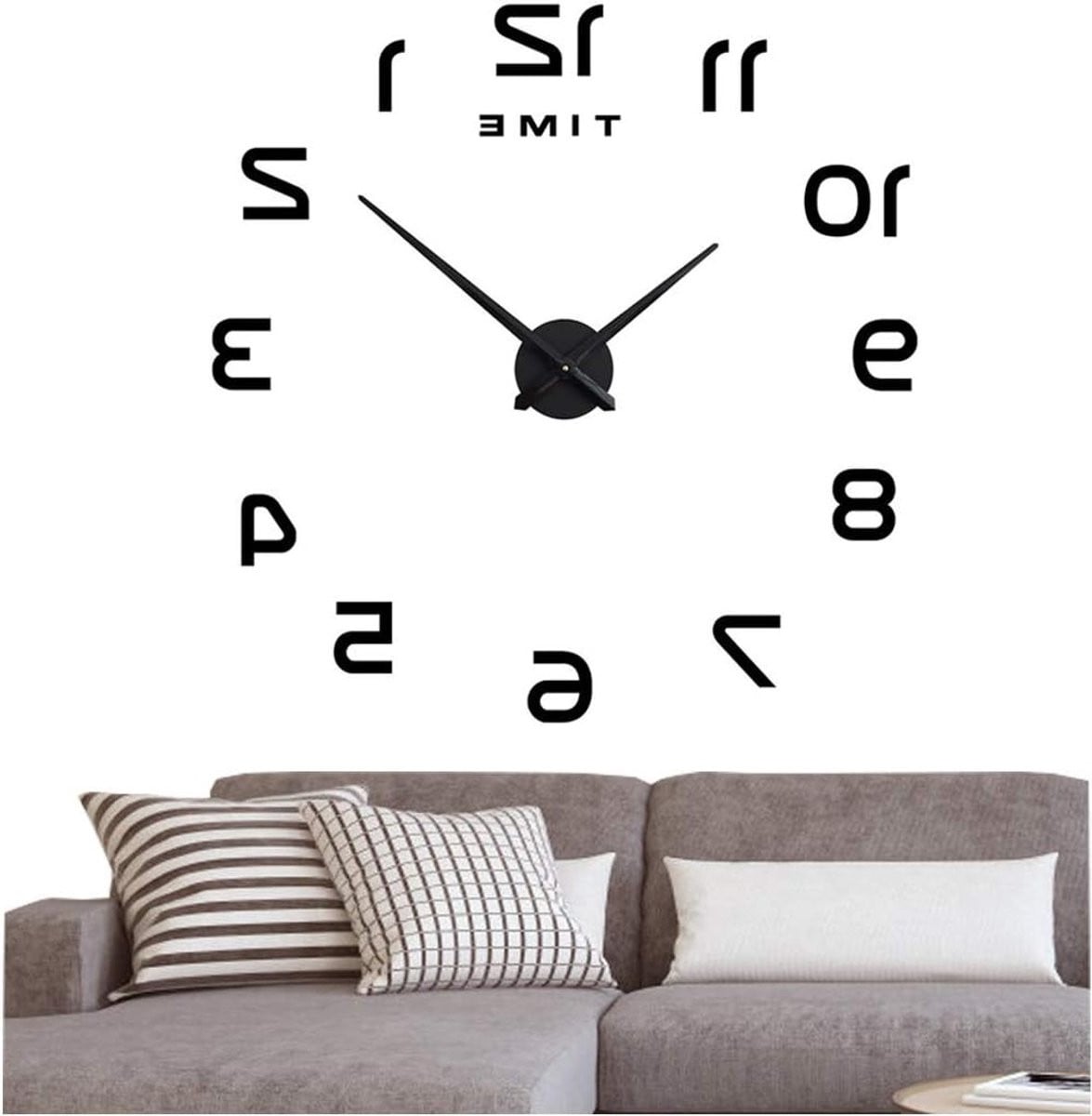 Moderne Wandklok met 3D Spiegel Effect en Verwijderbare Decoratie voor Woonkamer en Kantoor