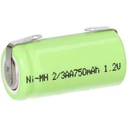 Akku-Zelle 1,2V 750mAh Ni-MH – 2/3AA, Lötfahne, U-Lötfahne