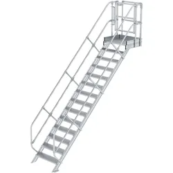 Günzburger, Leiter + Gerüst, Treppen-Modul Aluminium geriffelt 14 Stufen