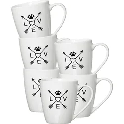 KAFFEEBECHER Mika Love weiß 360 ml 6er Set