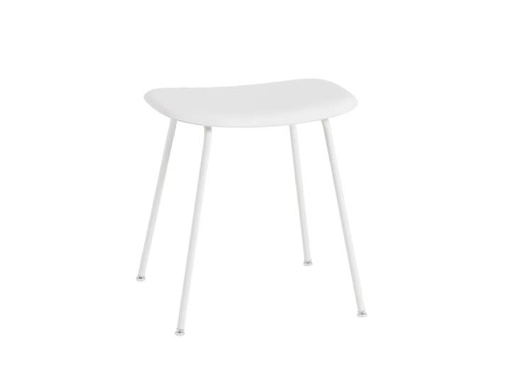 Muuto Tabouret Fiber white, structure en acier blanc
