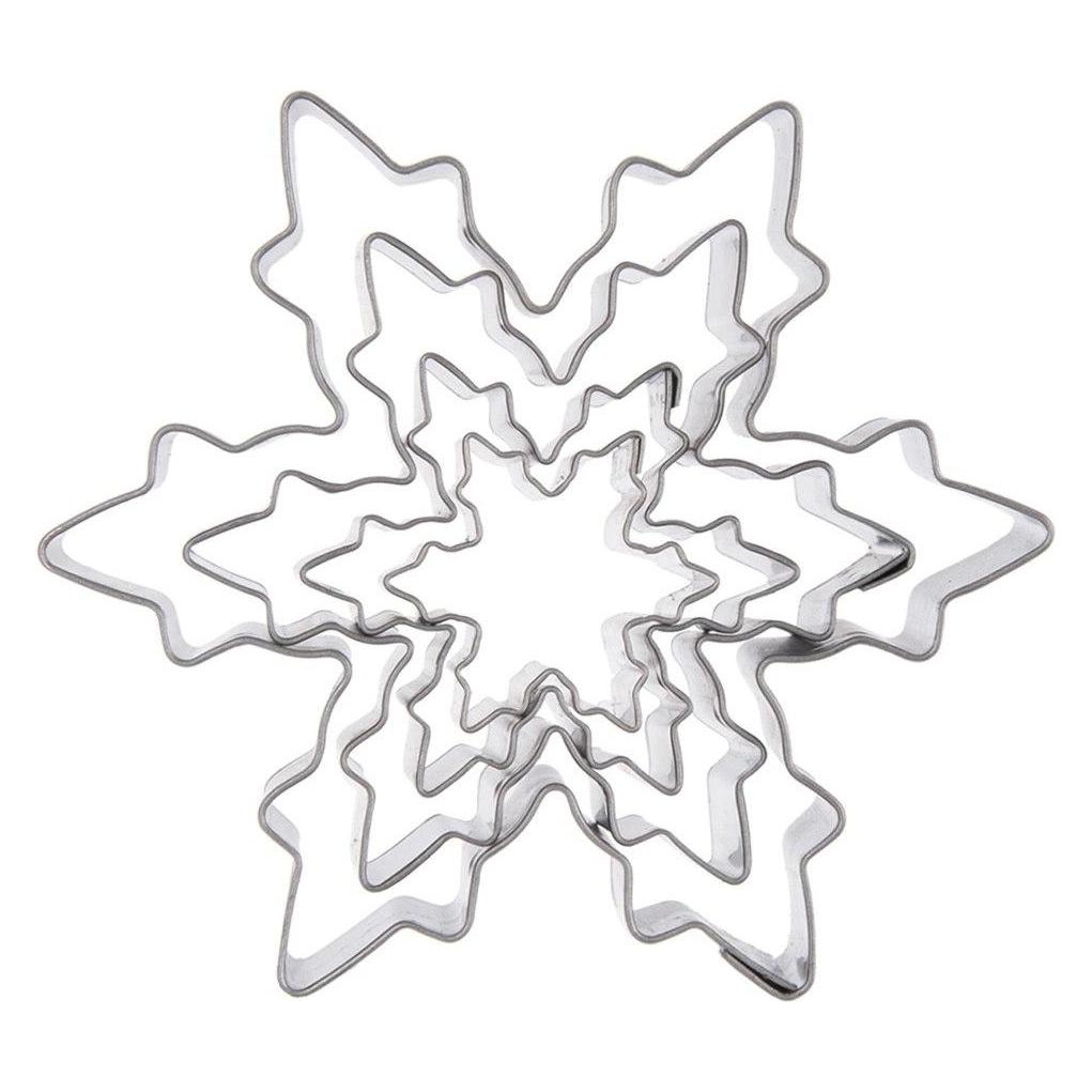 Lumarko Stahl-Ausstechformen für Plätzchen in Schneeflockenform, 4 Stück (65526704)