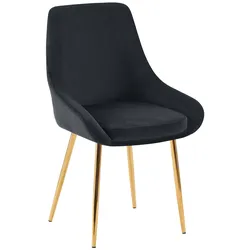 CLP Esszimmerstuhl Elmira Samt gold   Farbe: schwarz, Material Gestell: Metall gold