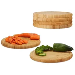relaxdays 6er-Pack Frühstücksbrettchen 25 cm braun