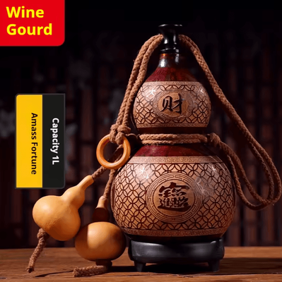 Inspire Curations Natural Handcrafted Wine Gourd Bottle Portable Wine Gourd Bottle For Outdoor Use & Unique Gift Idea style C 1l