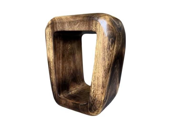 FaHome Holzhocker - Beistelltisch Couchtisch - Handgefertigter Flambierter Hocker aus massivem Suarholz- 50x30x40 cm